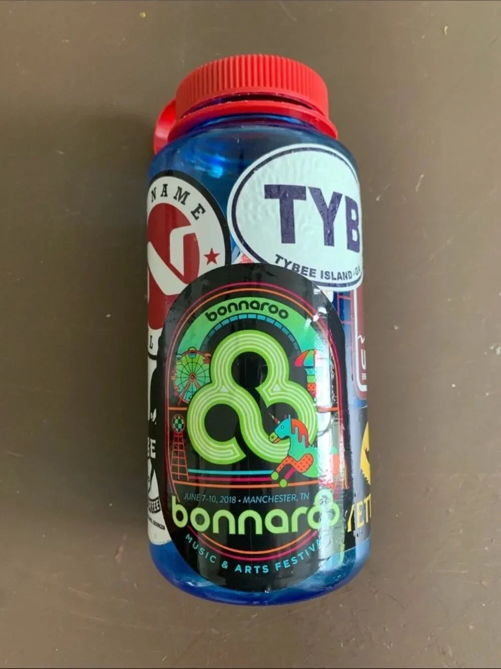 Blue and Red Nalgene Bottle w/ Rad Stickers